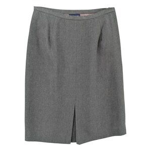 Ann Taylor Pencil Skirt Womens Charcoal Grey Front Slit Knee Length Lined Size 8